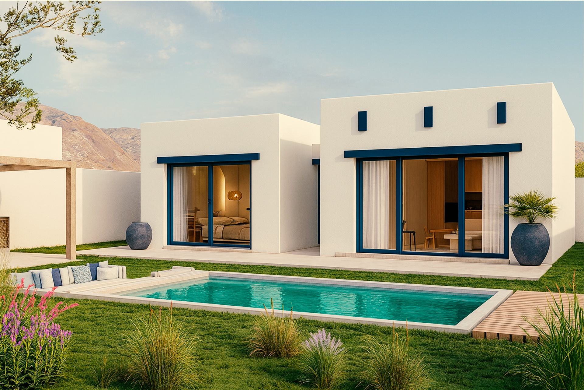 1-bedroom farmhouse exterior with pool and garden – Jebel Sifah