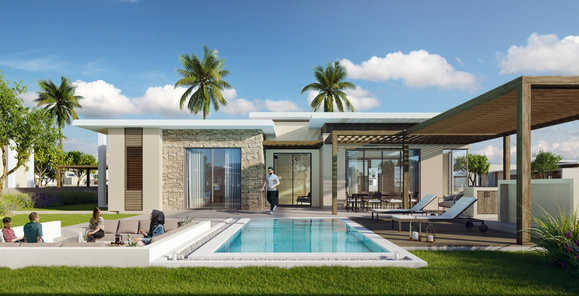 Raya Villa – exterior with pool and garden