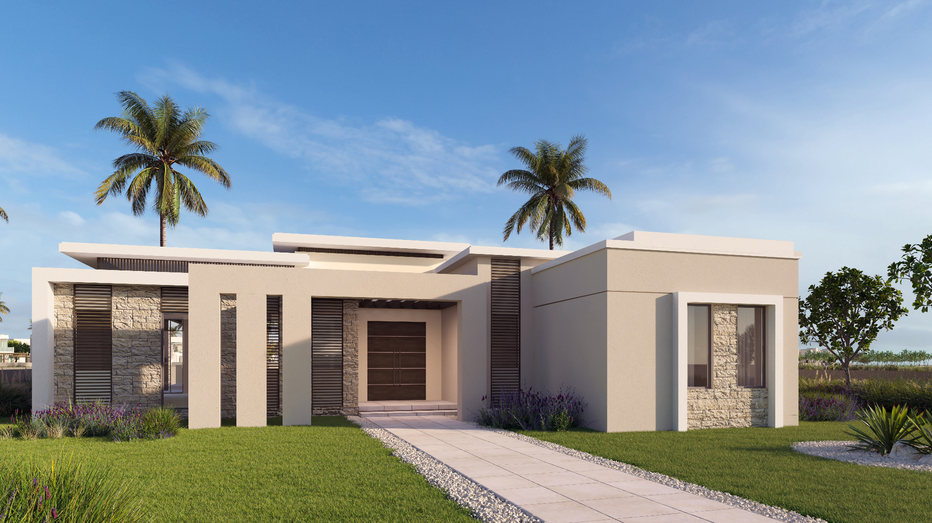 Raya villa entrance and facade in Jebel Sifah, Oman