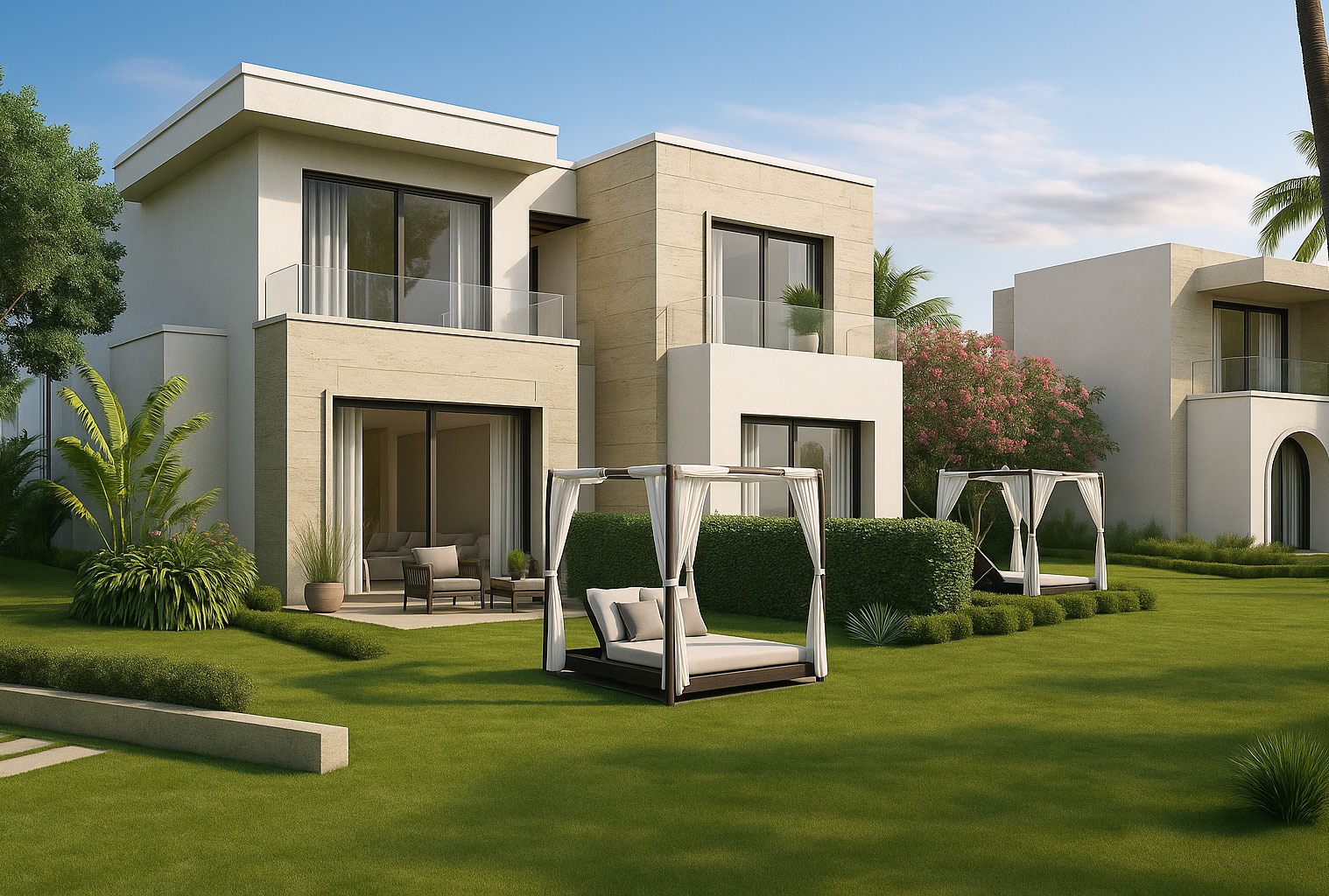 Riviera Residences exterior with garden – Hawana Salalah